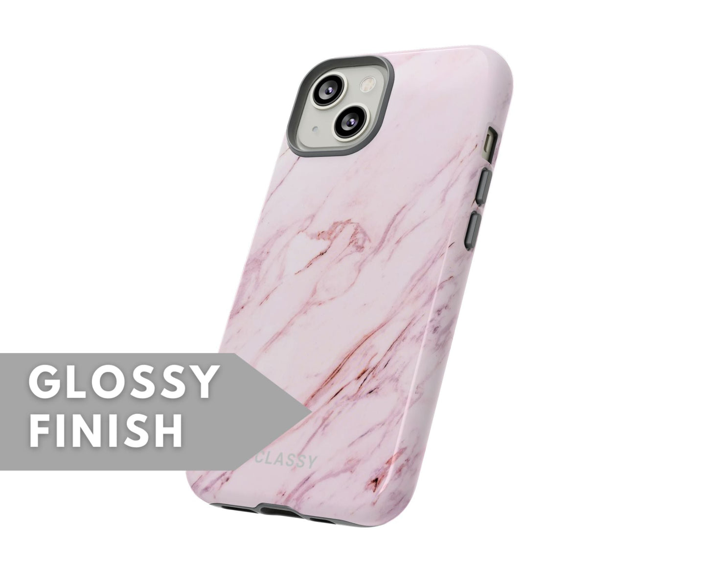 Light Pink Marble Tough Case - Classy Cases - Phone Case - iPhone 15 - Glossy -