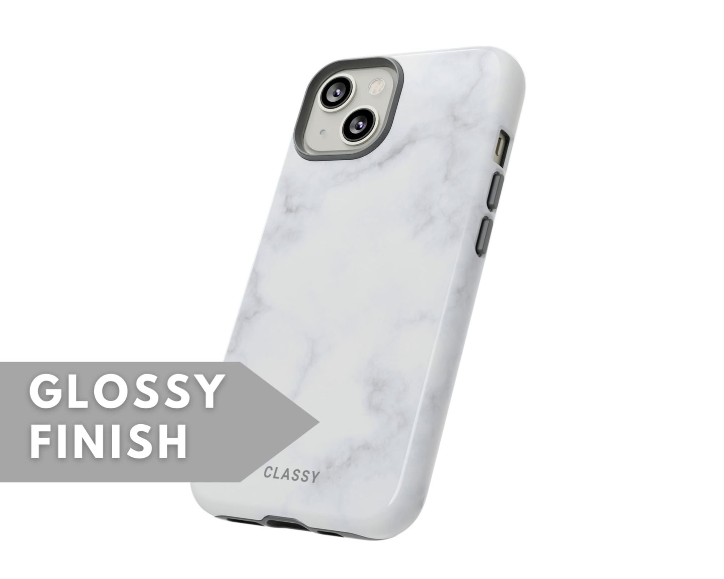 Light White Marble Tough Case - Classy Cases - Phone Case - iPhone 15 - Glossy -