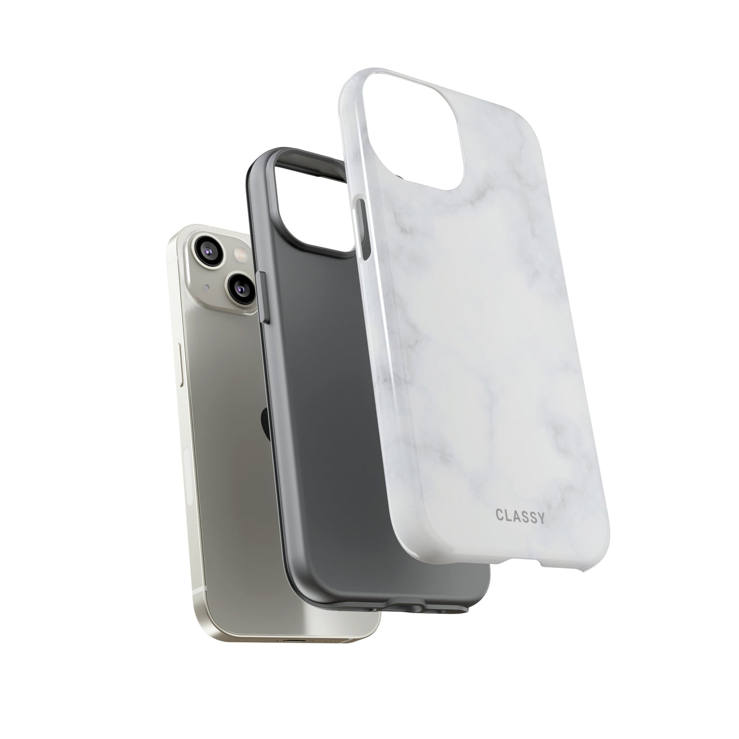 Light White Marble Tough Case - Classy Cases - Phone Case - iPhone 15 - Glossy -
