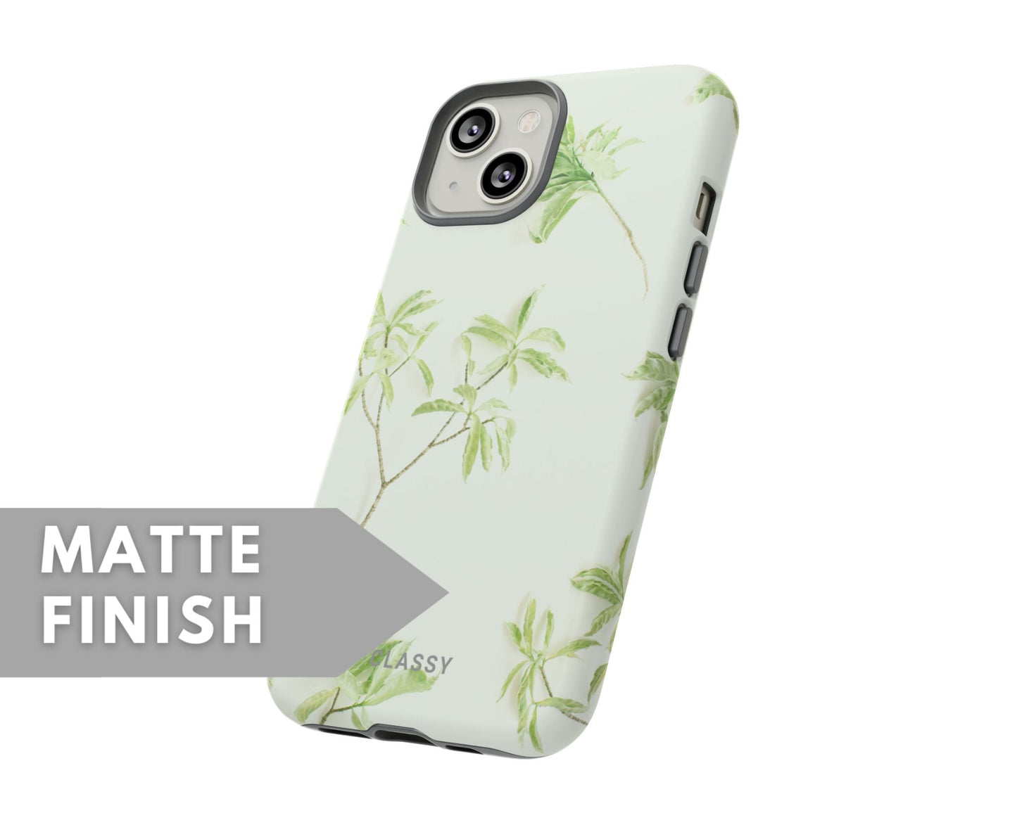 Little Leaves White Tough Case - Classy Cases - Phone Case - iPhone 15 - Glossy -