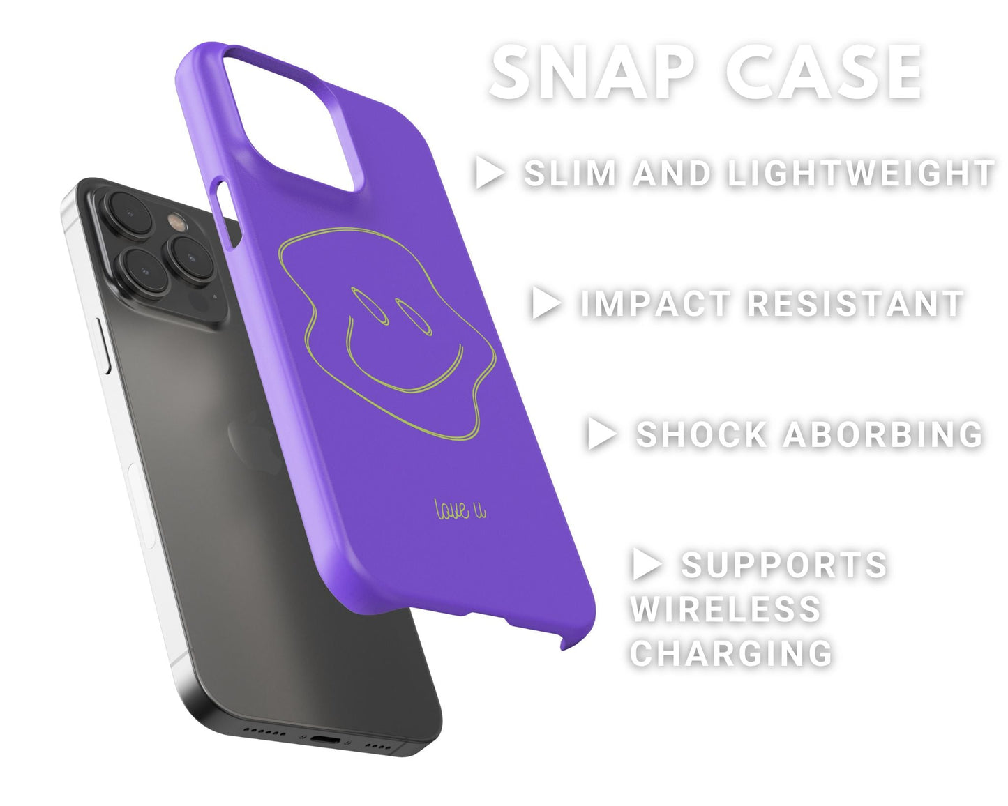 love u Purple Snap Case - Classy Cases - Phone Case - iPhone 14 - Glossy -