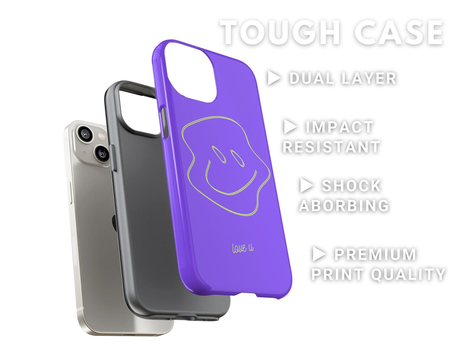 love u Purple Tough Case - Classy Cases - Phone Case - iPhone 14 - Glossy -