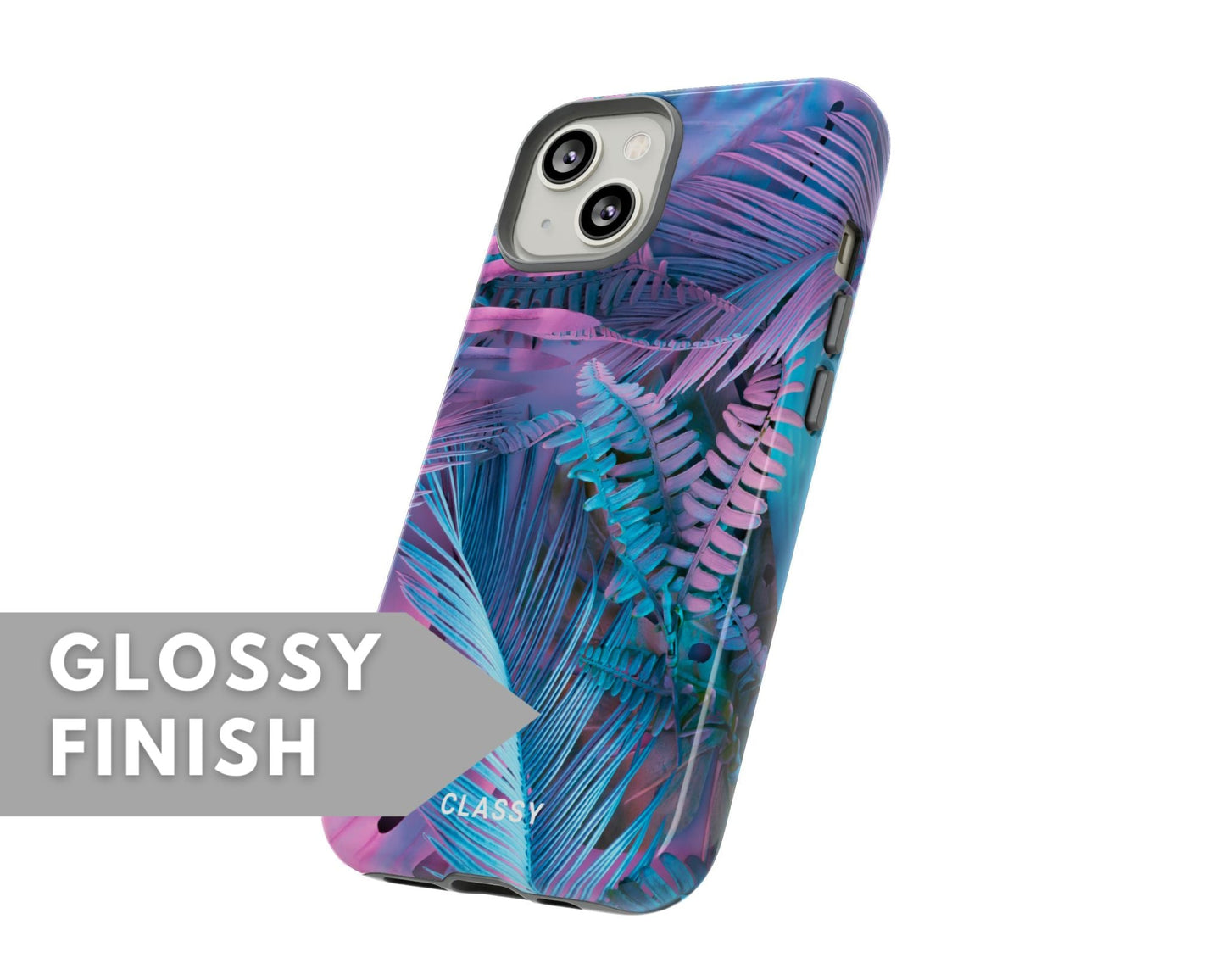Neon Palm Leaves Tough Case - Classy Cases - Phone Case - iPhone 15 - Glossy -