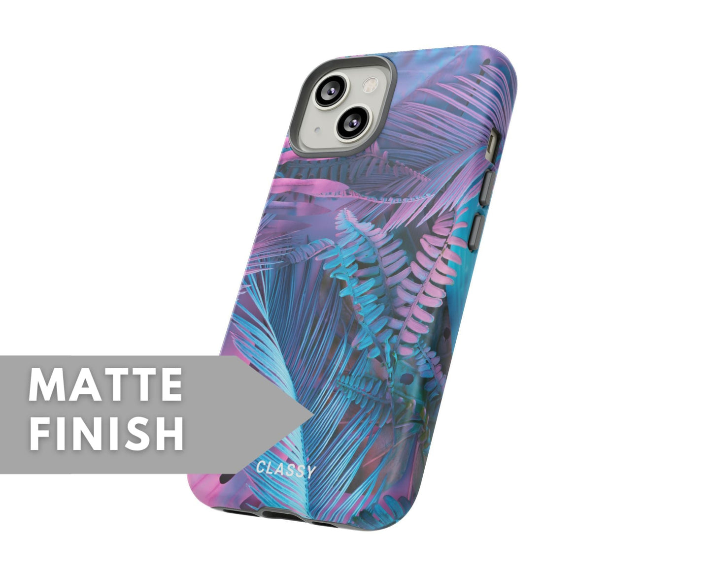 Neon Palm Leaves Tough Case - Classy Cases - Phone Case - iPhone 15 - Glossy -