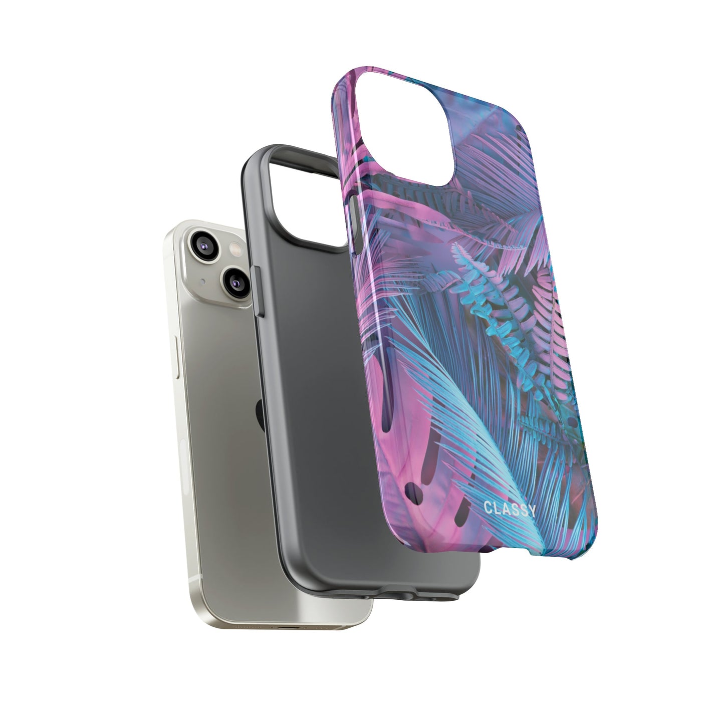 Neon Palm Leaves Tough Case - Classy Cases - Phone Case - iPhone 15 - Glossy -