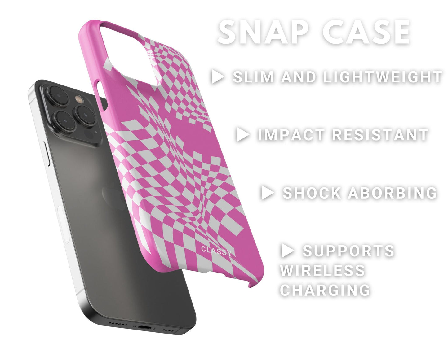 Pink and White Pattern Snap Case - Classy Cases - Phone Case - iPhone 14 - Glossy -