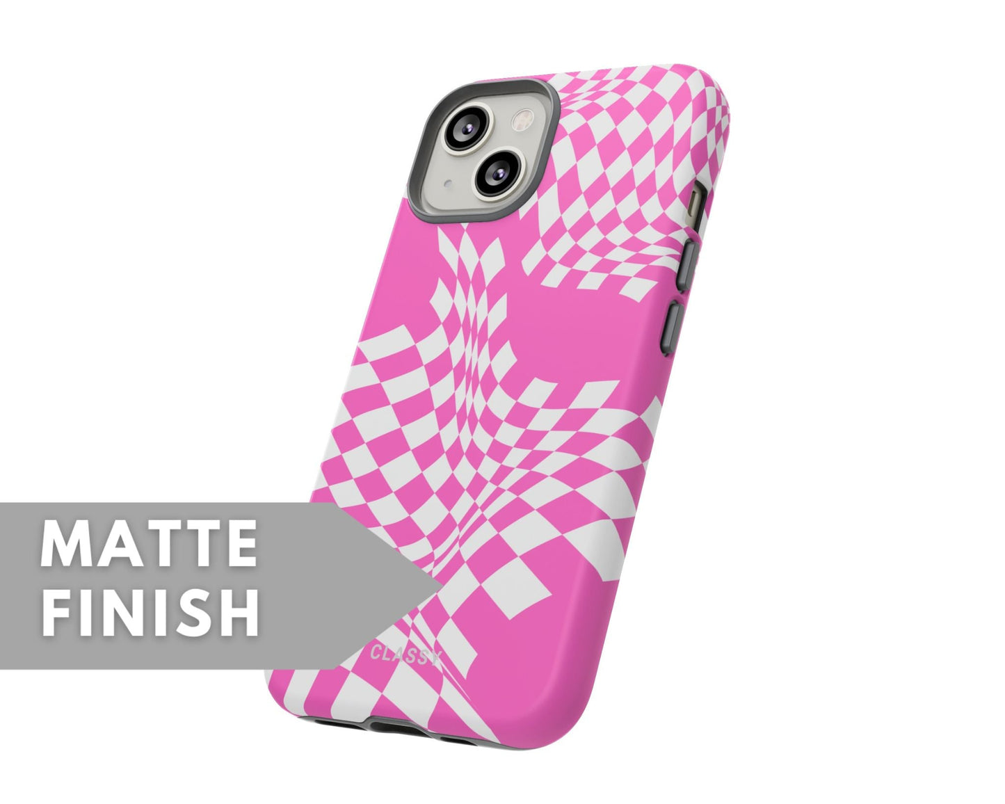 Pink and White Tough Case - Classy Cases - Phone Case - iPhone 14 - Glossy -