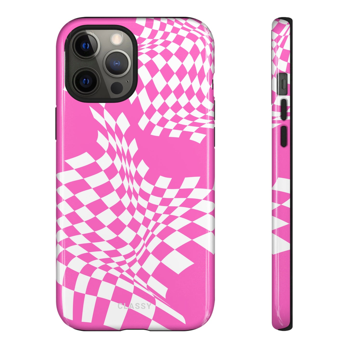 Pink and White Tough Case - Classy Cases - Phone Case - iPhone 14 - Glossy -