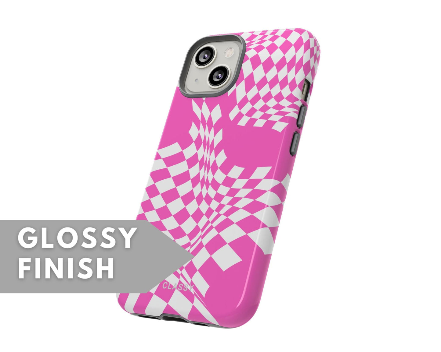 Pink and White Tough Case - Classy Cases - Phone Case - iPhone 14 - Glossy -