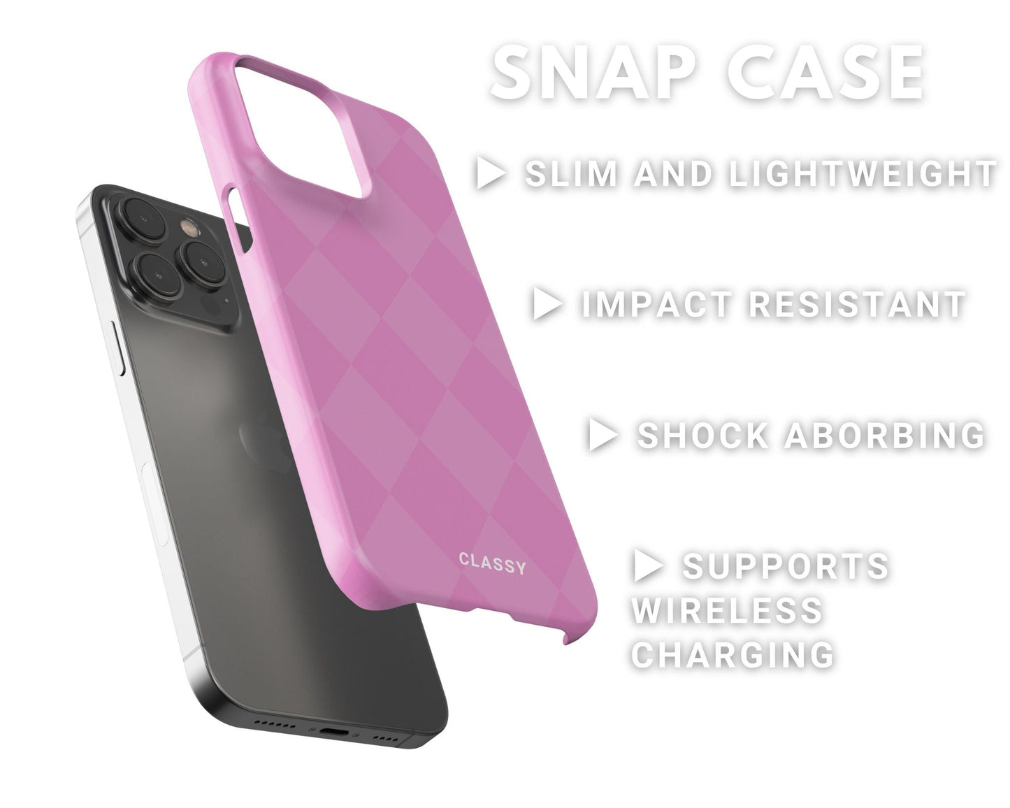 Pink Check Pattern Snap Case - Classy Cases - Phone Case - iPhone 14 - Glossy -