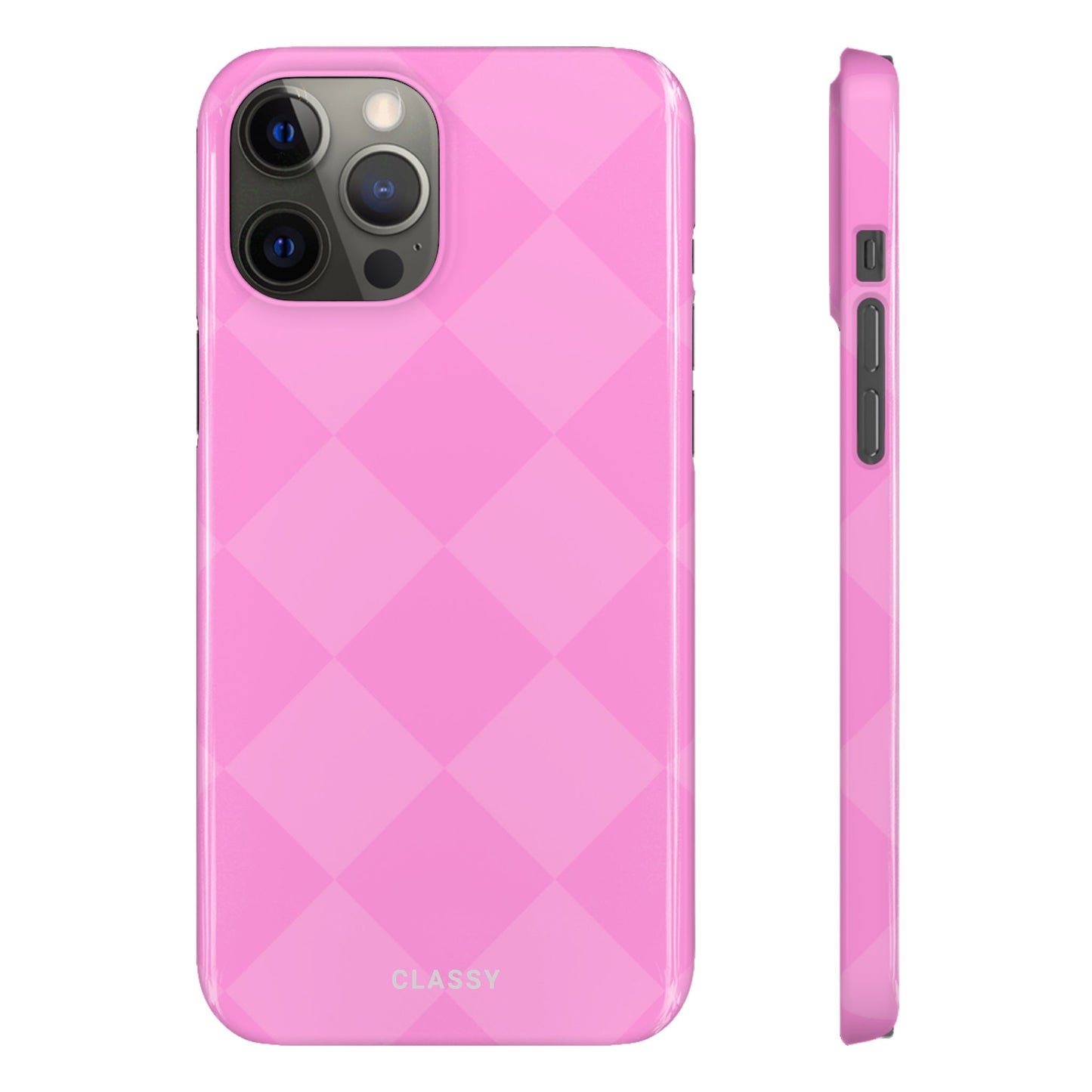 Pink Check Pattern Snap Case - Classy Cases - Phone Case - iPhone 14 - Glossy -