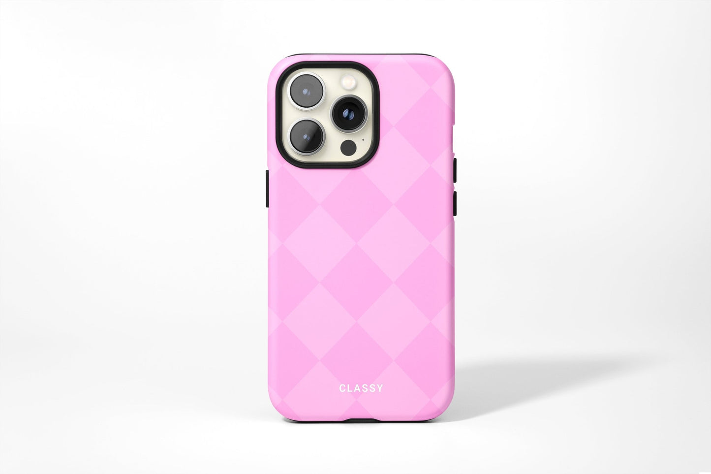 Pink Check Pattern Tough Case - Classy Cases - Phone Case - iPhone 14 - Glossy -