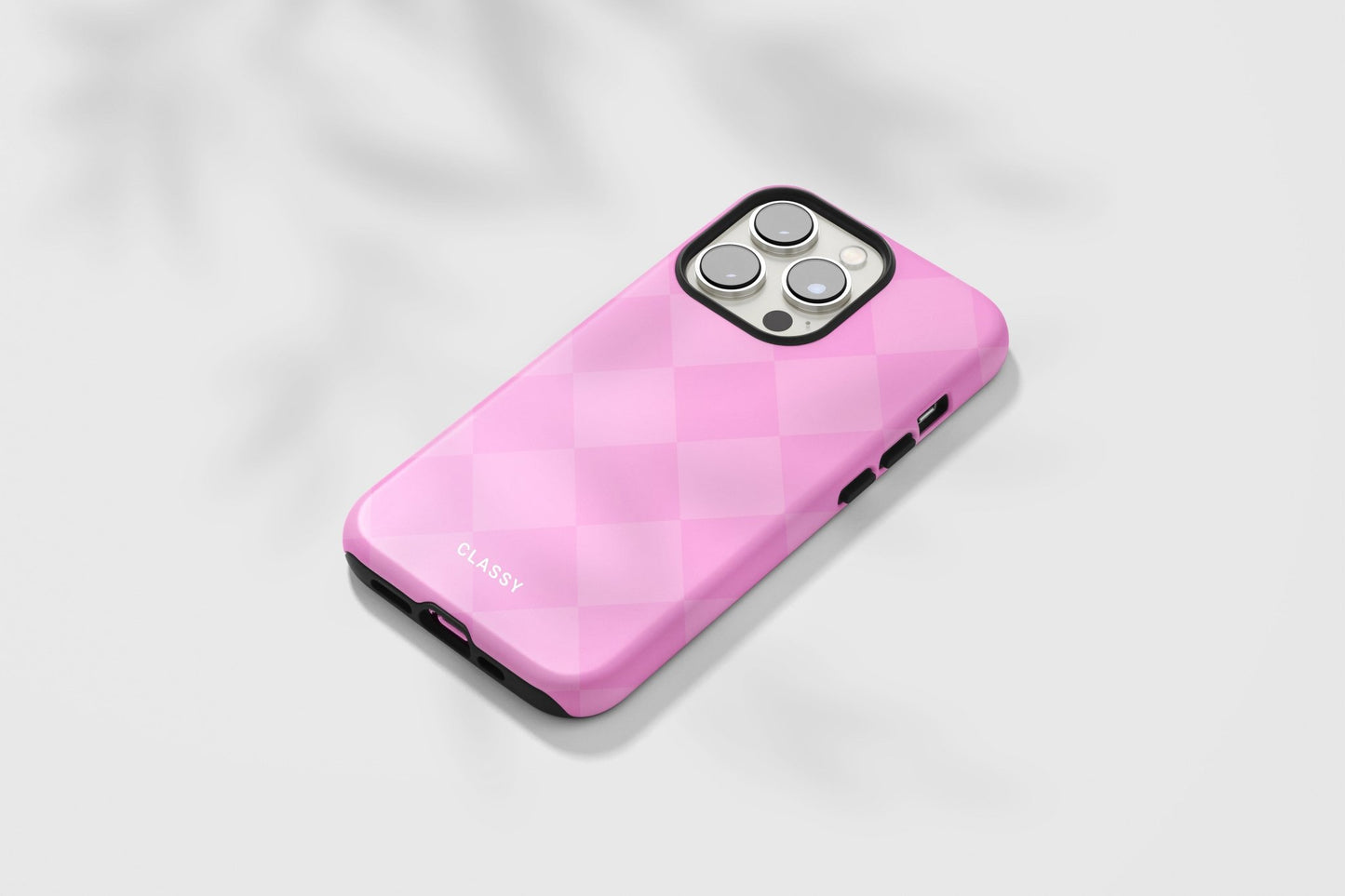 Pink Check Pattern Tough Case - Classy Cases - Phone Case - iPhone 14 - Glossy -