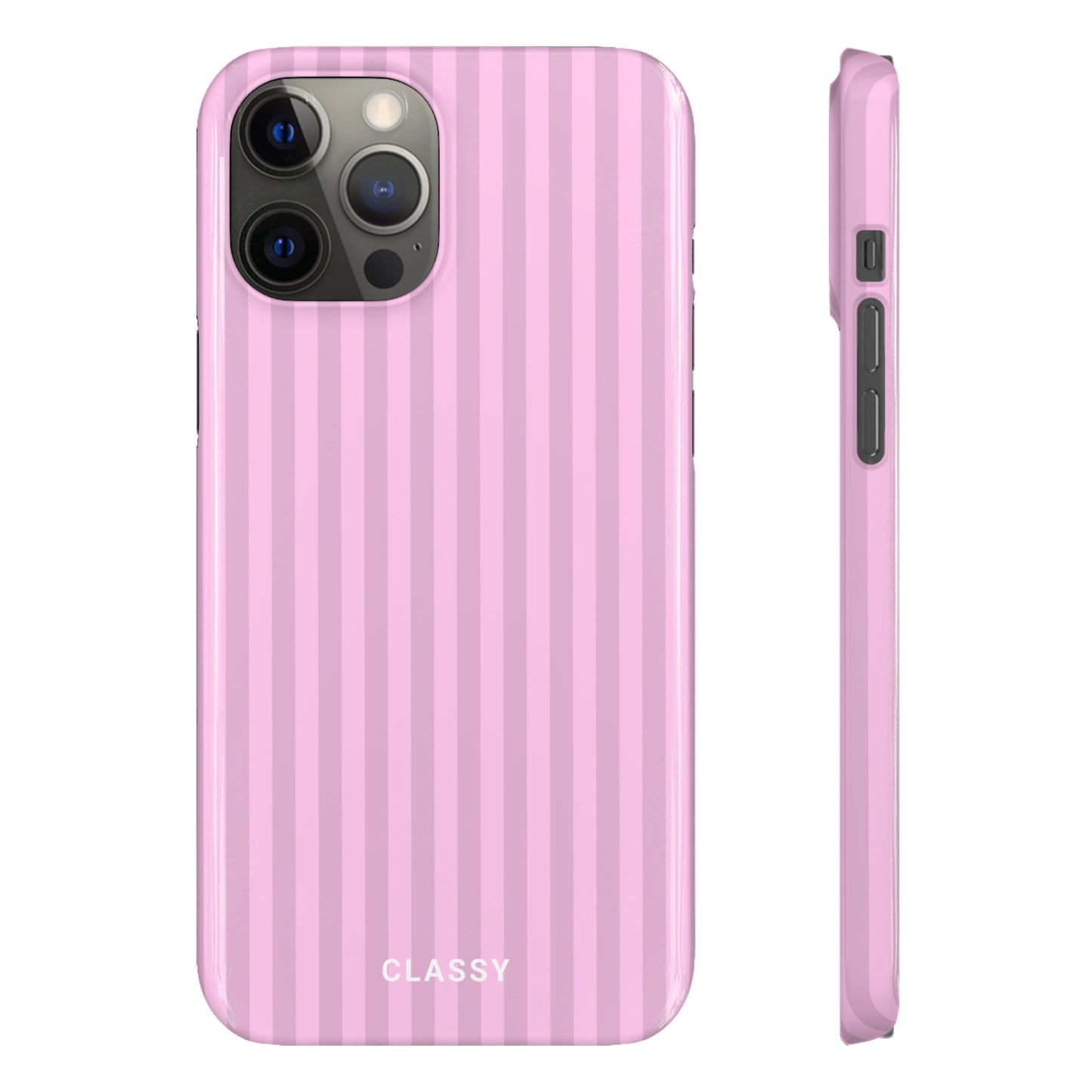 Pink Striped Snap Case - Classy Cases - Phone Case - iPhone 14 - Glossy -