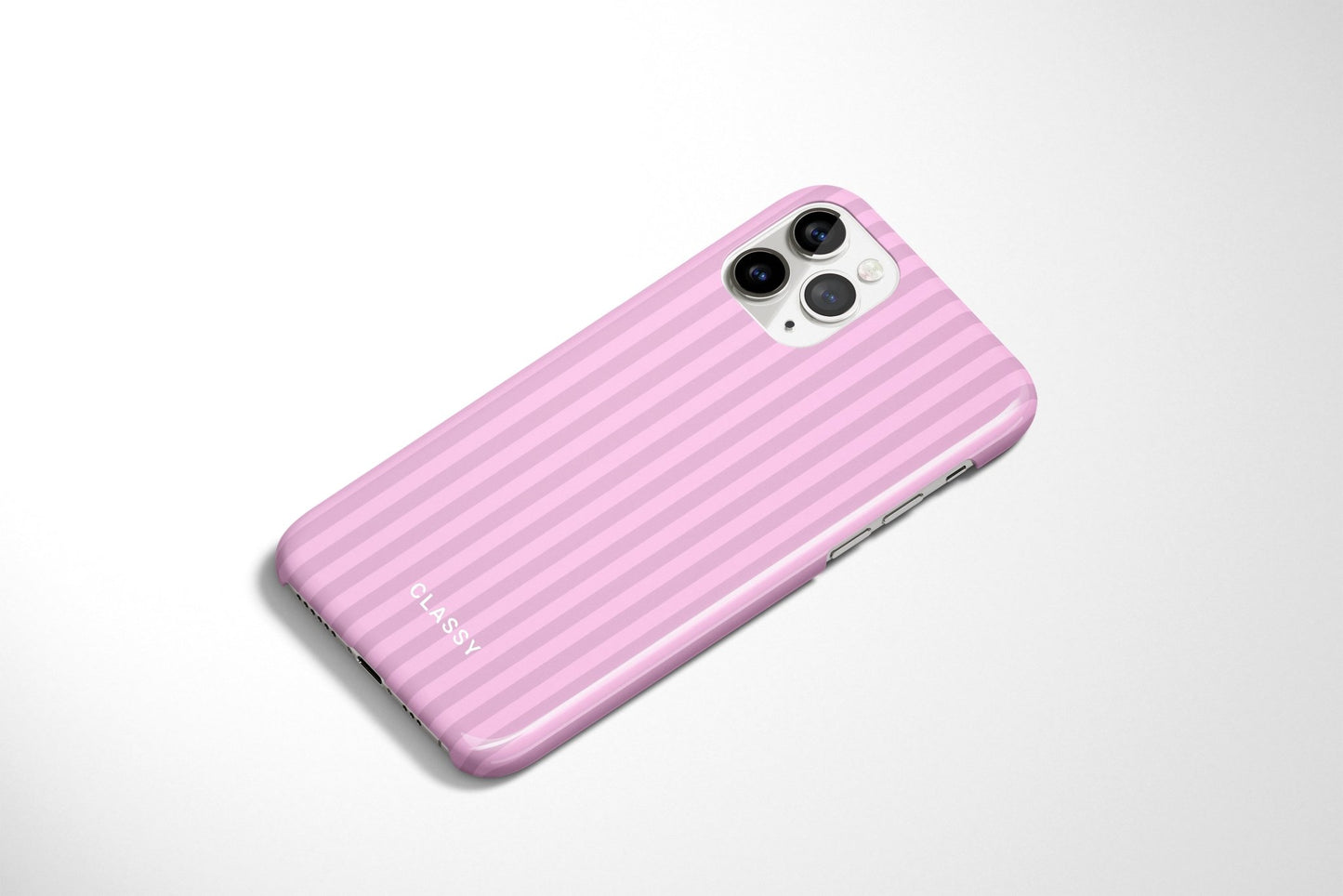 Pink Striped Snap Case - Classy Cases - Phone Case - iPhone 14 - Glossy -
