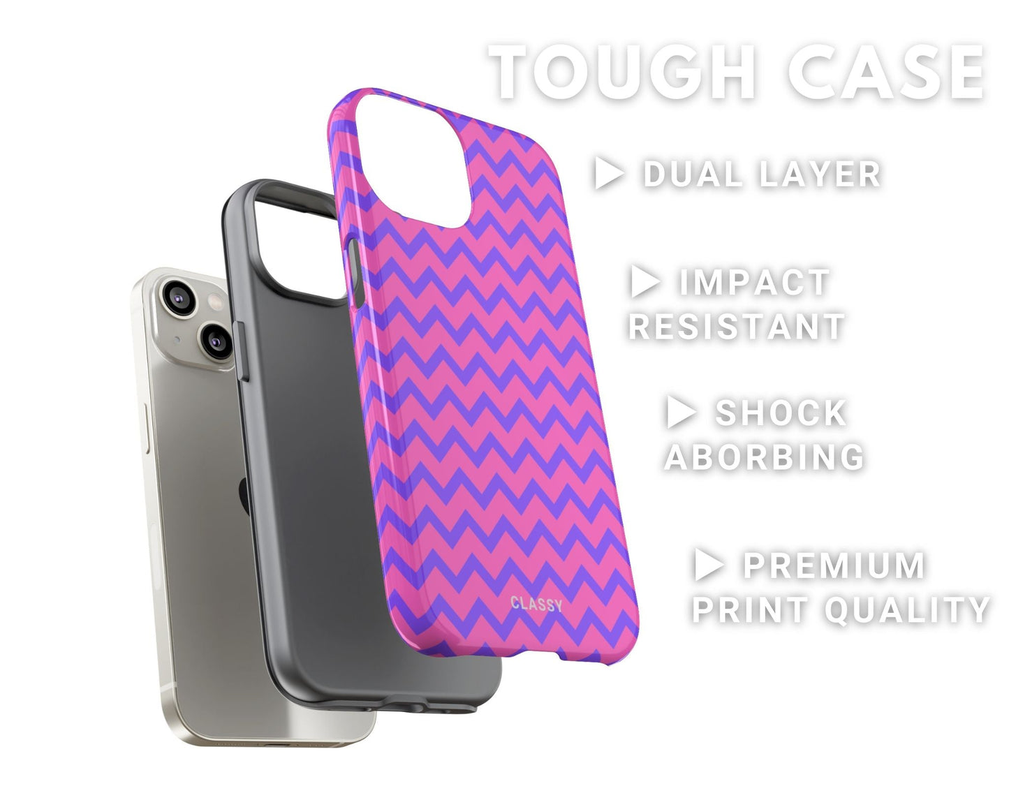 Purple and Pink Pattern Tough Case - Classy Cases - Phone Case - iPhone 14 - Glossy -