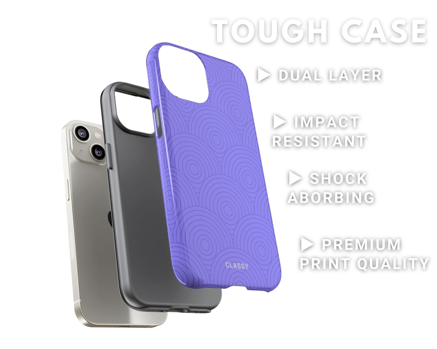 Purple Circles Tough Case - Classy Cases - Phone Case - iPhone 14 - Glossy -