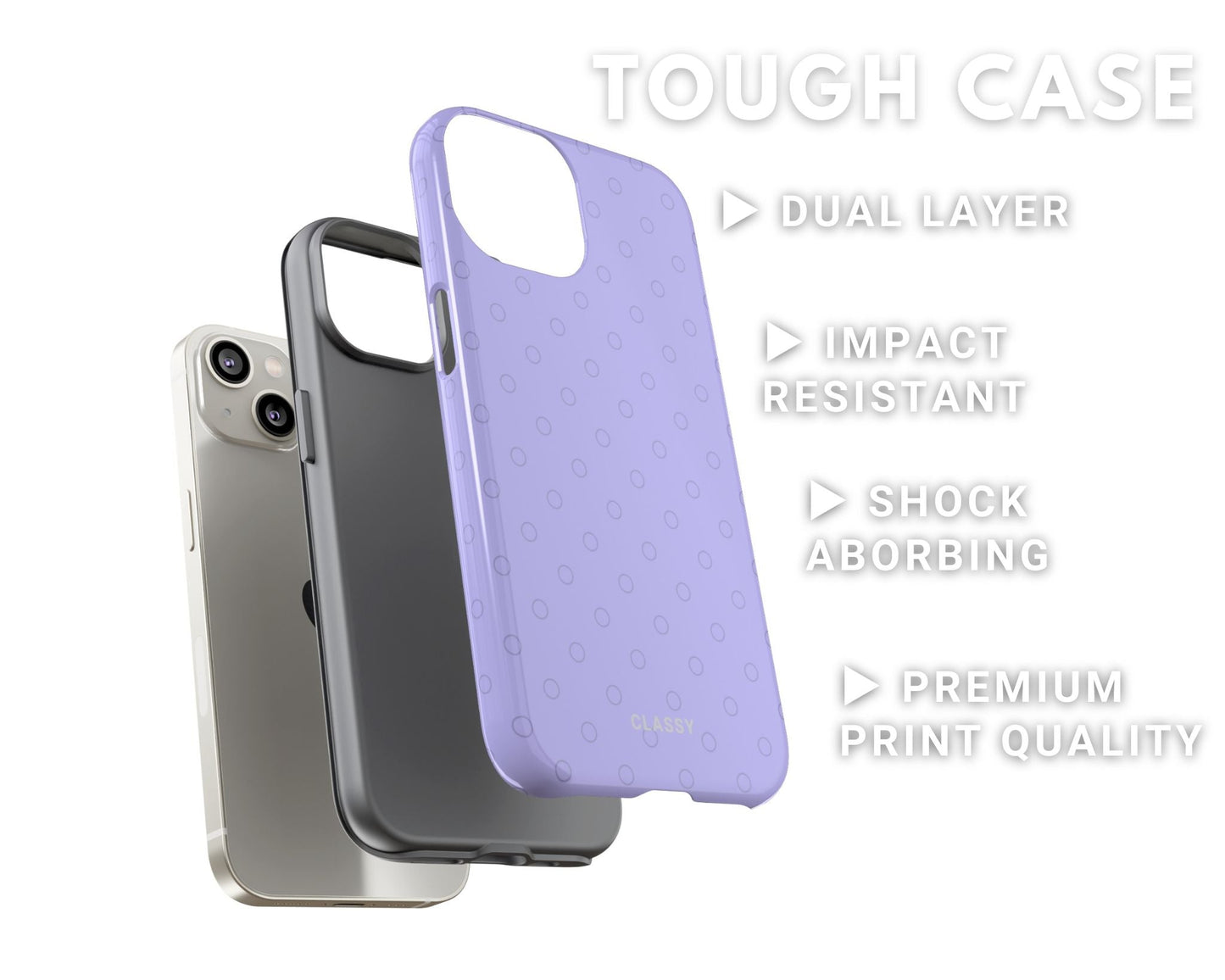 Purple Dots Tough Case - Classy Cases - Phone Case - iPhone 14 - Glossy -
