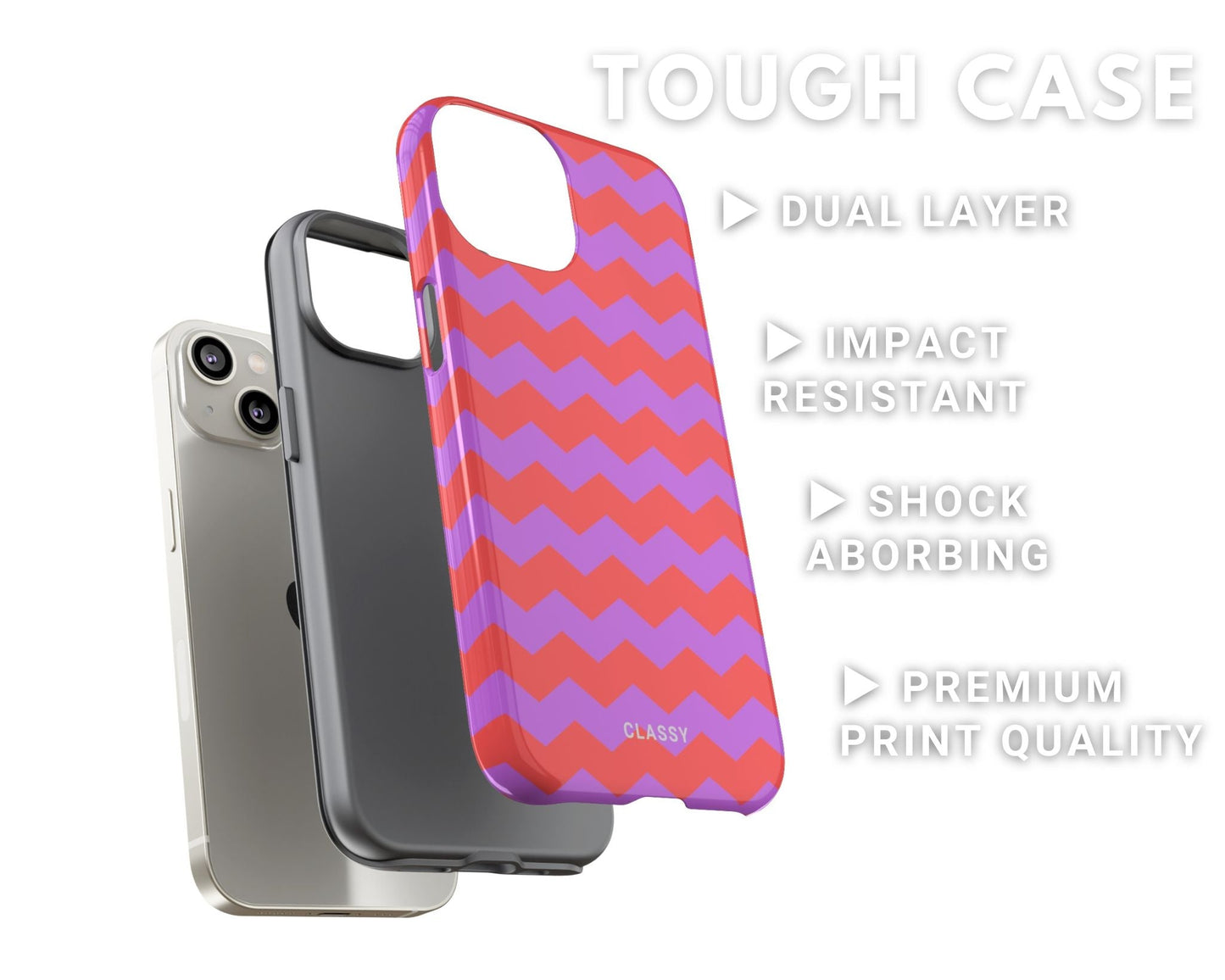 Purple Pattern Tough Case - Classy Cases - Phone Case - iPhone 14 - Glossy -