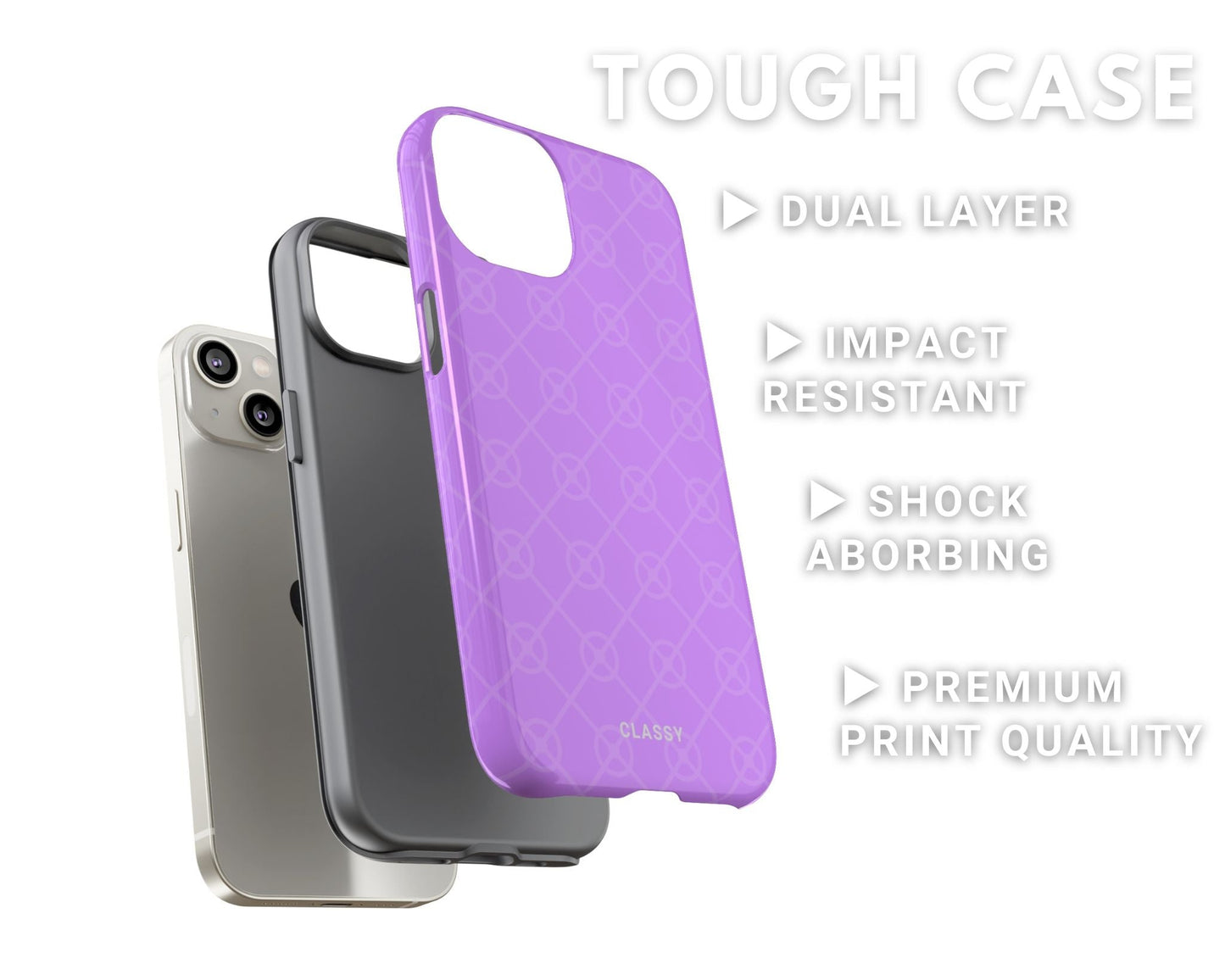 Purple Pattern Tough Case - Classy Cases - Phone Case - iPhone 14 - Glossy -