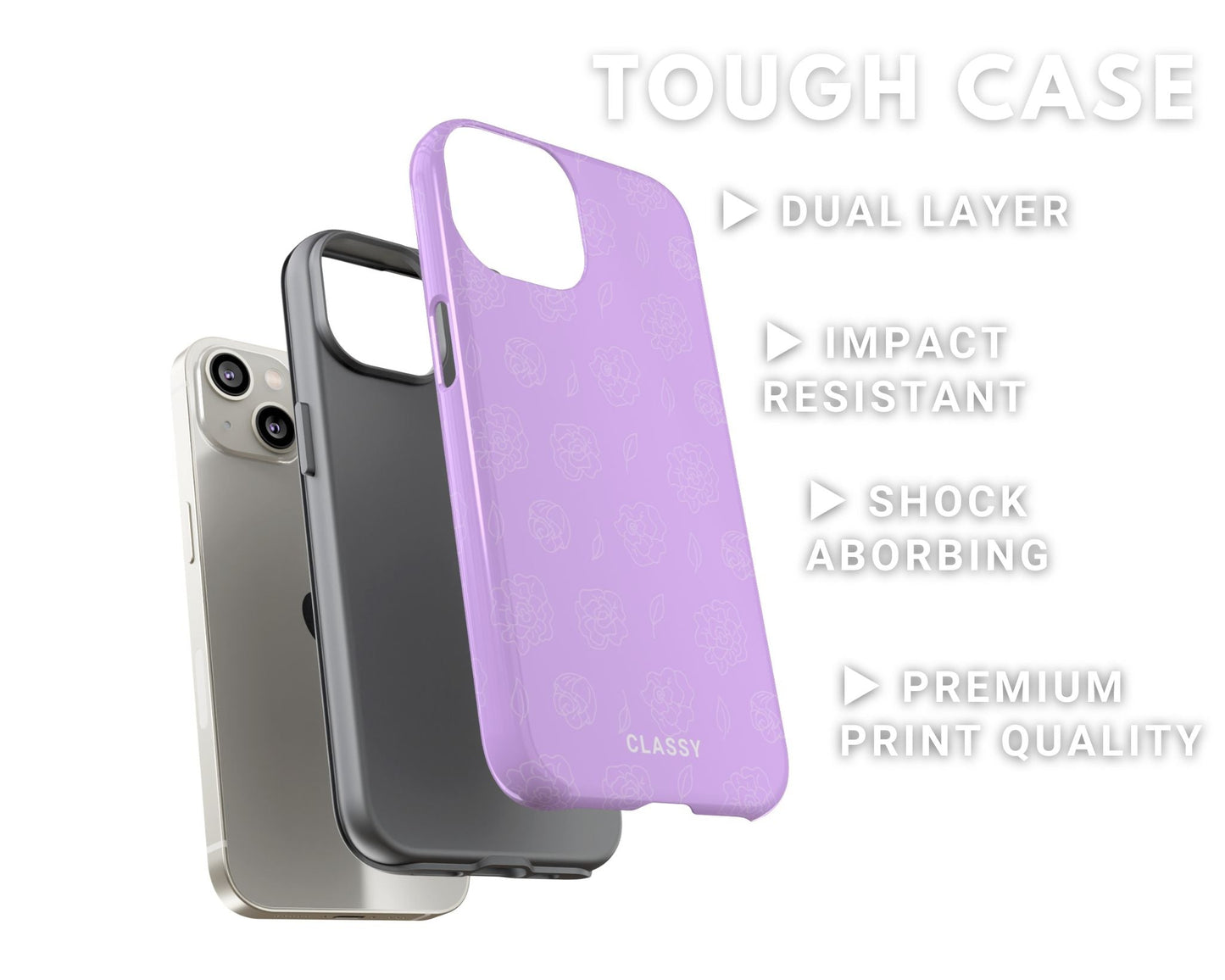 Purple Roses Tough Case - Classy Cases - Phone Case - iPhone 14 - Glossy -