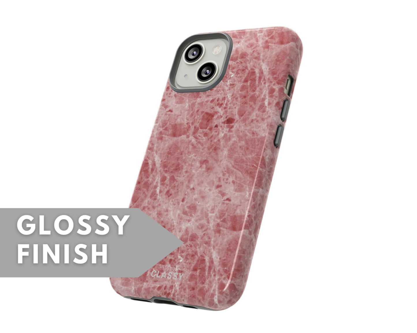 Red Marble Tough Case - Classy Cases - Phone Case - iPhone 15 - Glossy -