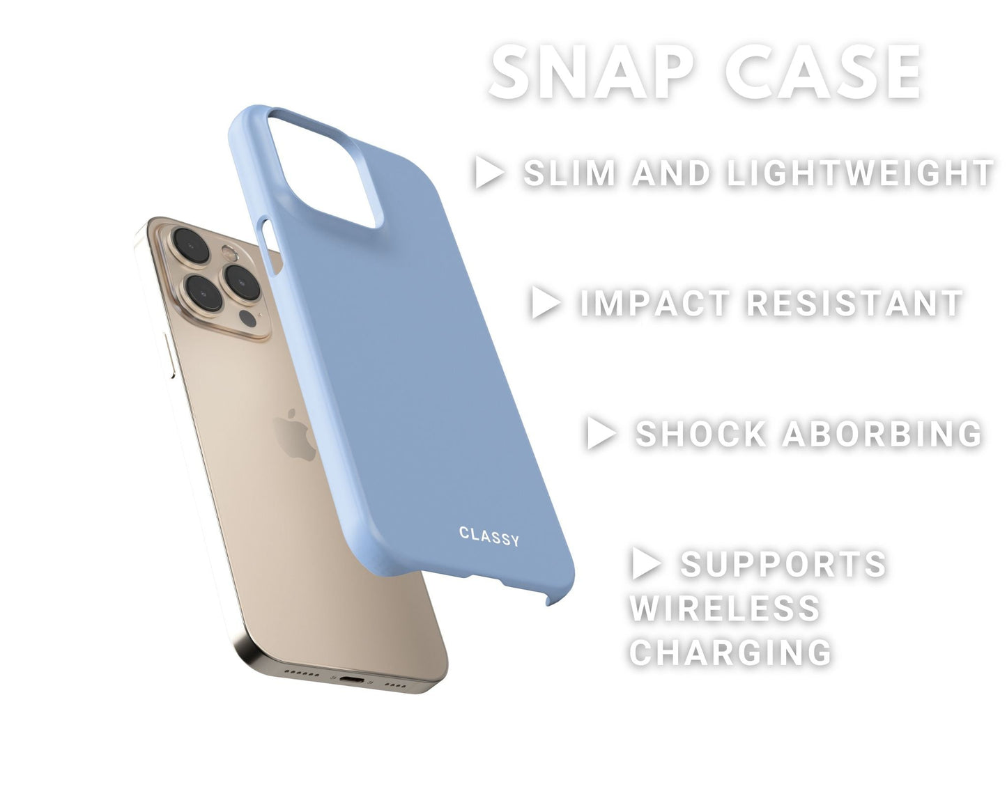 Sky Blue Snap Case - Classy Cases - Phone Case - iPhone 14 - Glossy -