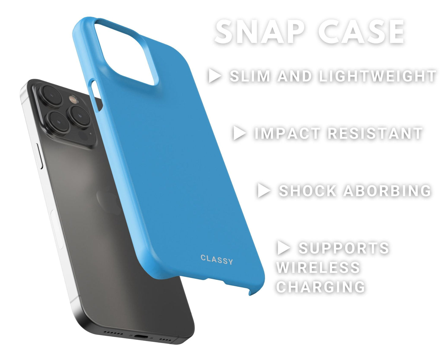 Sky Blue Snap Case - Classy Cases - Phone Case - iPhone 14 - Glossy -
