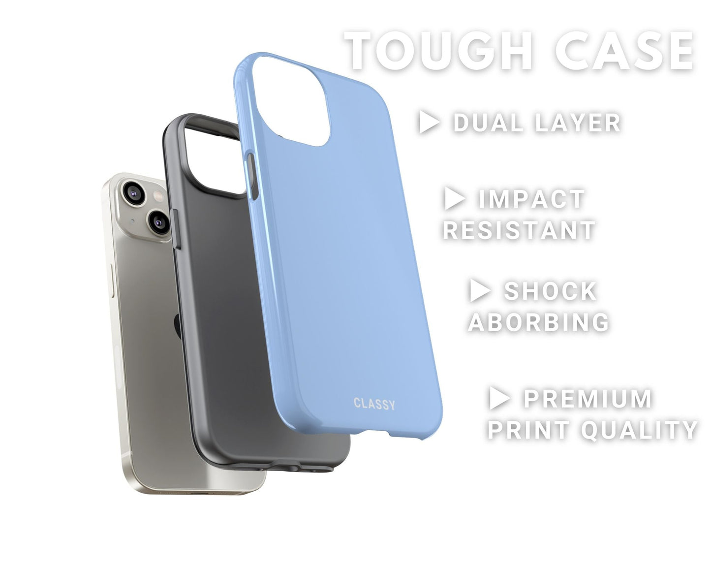 Sky Blue Tough Case - Classy Cases - Phone Case - iPhone 14 - Glossy -