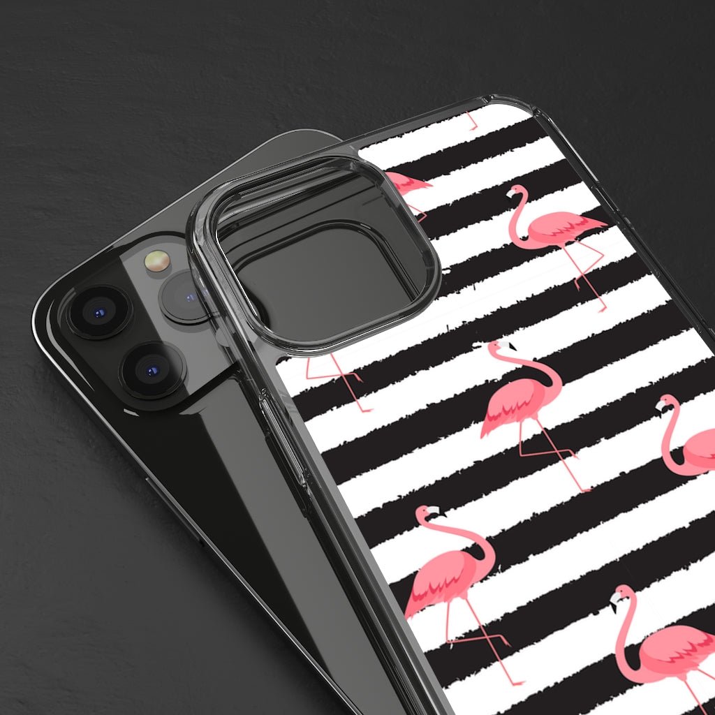 Striped Flamingo Clear Case - Classy Cases