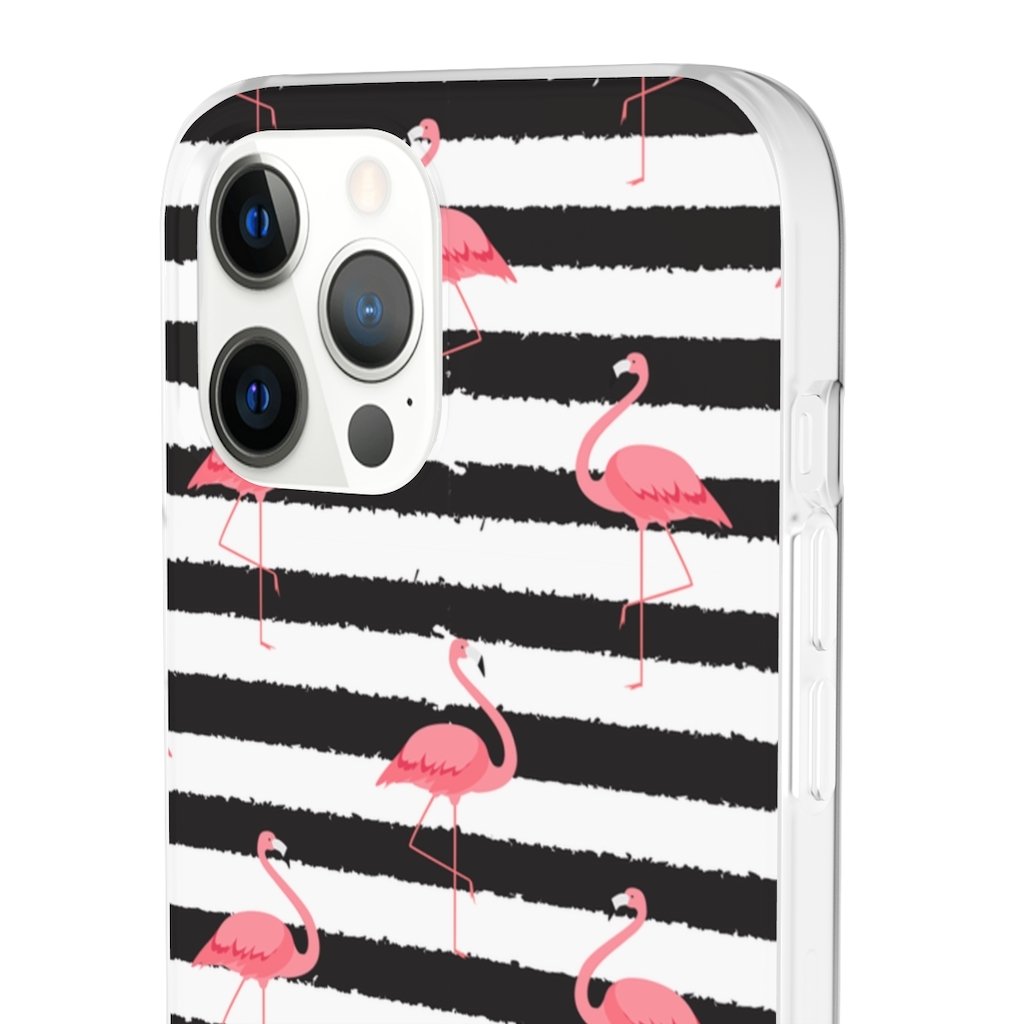 Striped Flamingo Flexi Case - Classy Cases - Phone Case - iPhone 12 Pro Max with gift packaging - -
