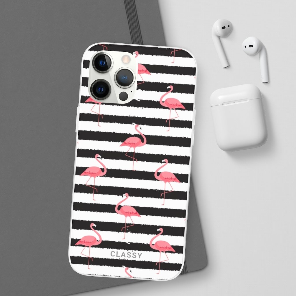 Striped Flamingo Flexi Case - Classy Cases - Phone Case - iPhone 12 Pro Max with gift packaging - -