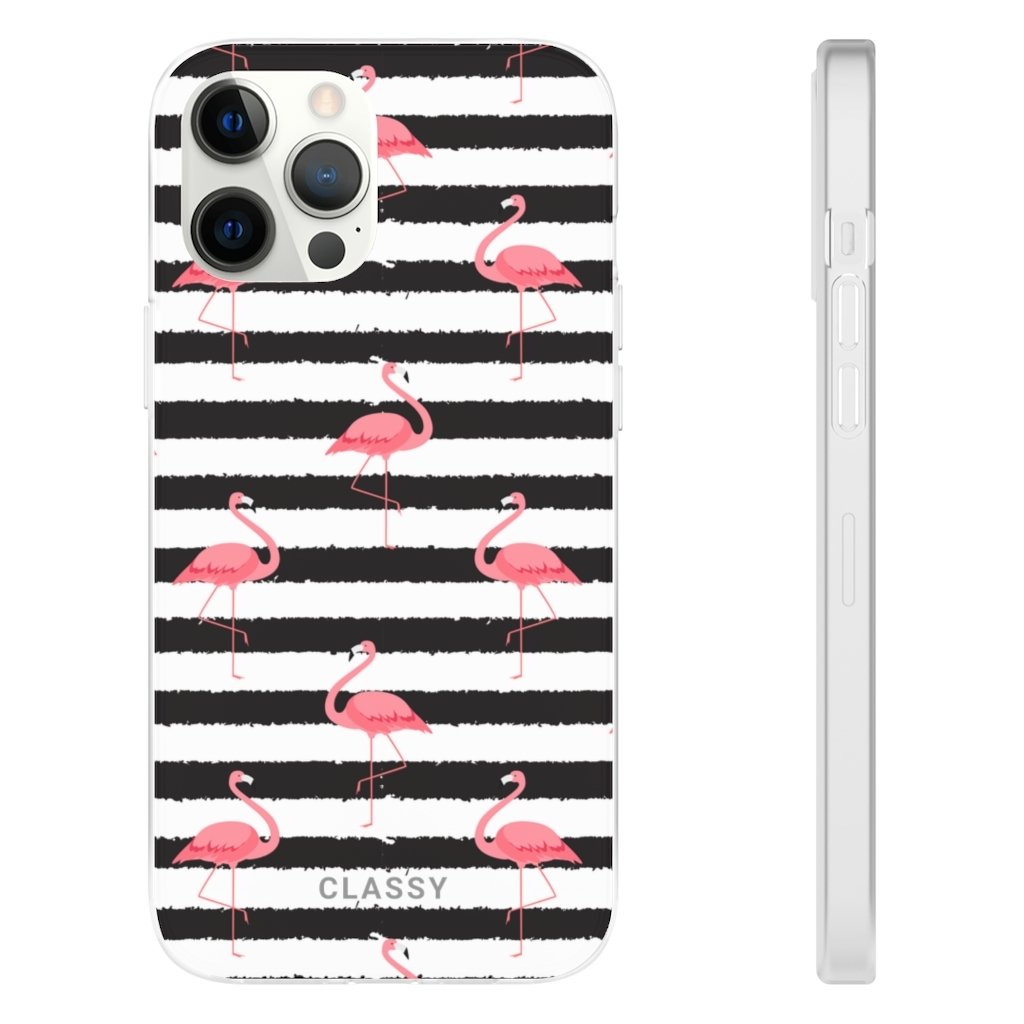 Striped Flamingo Flexi Case - Classy Cases - Phone Case - iPhone 12 Pro Max with gift packaging - -