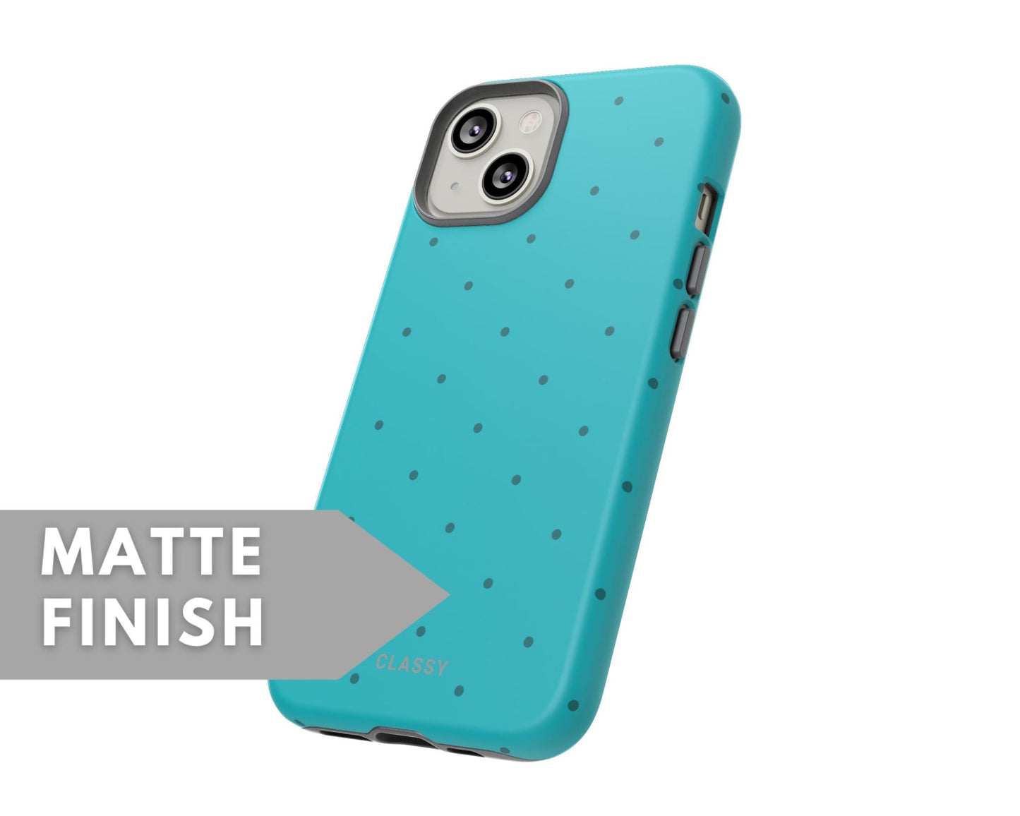 Turquoise Dots Tough Case - Classy Cases - Phone Case - iPhone 14 - Glossy -