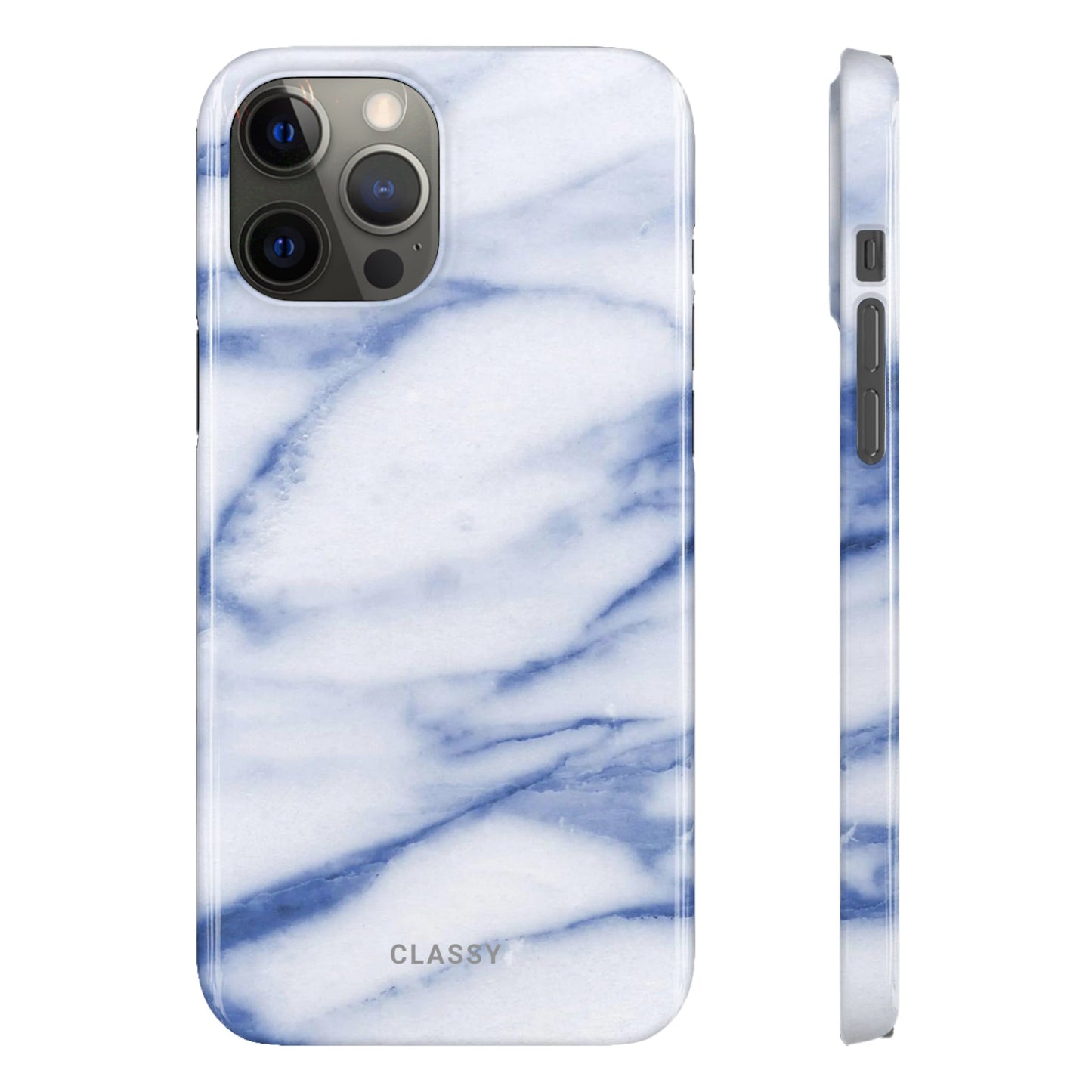 White and Blue Marble Snap Case - Classy Cases - Phone Case - iPhone 14 - Glossy -