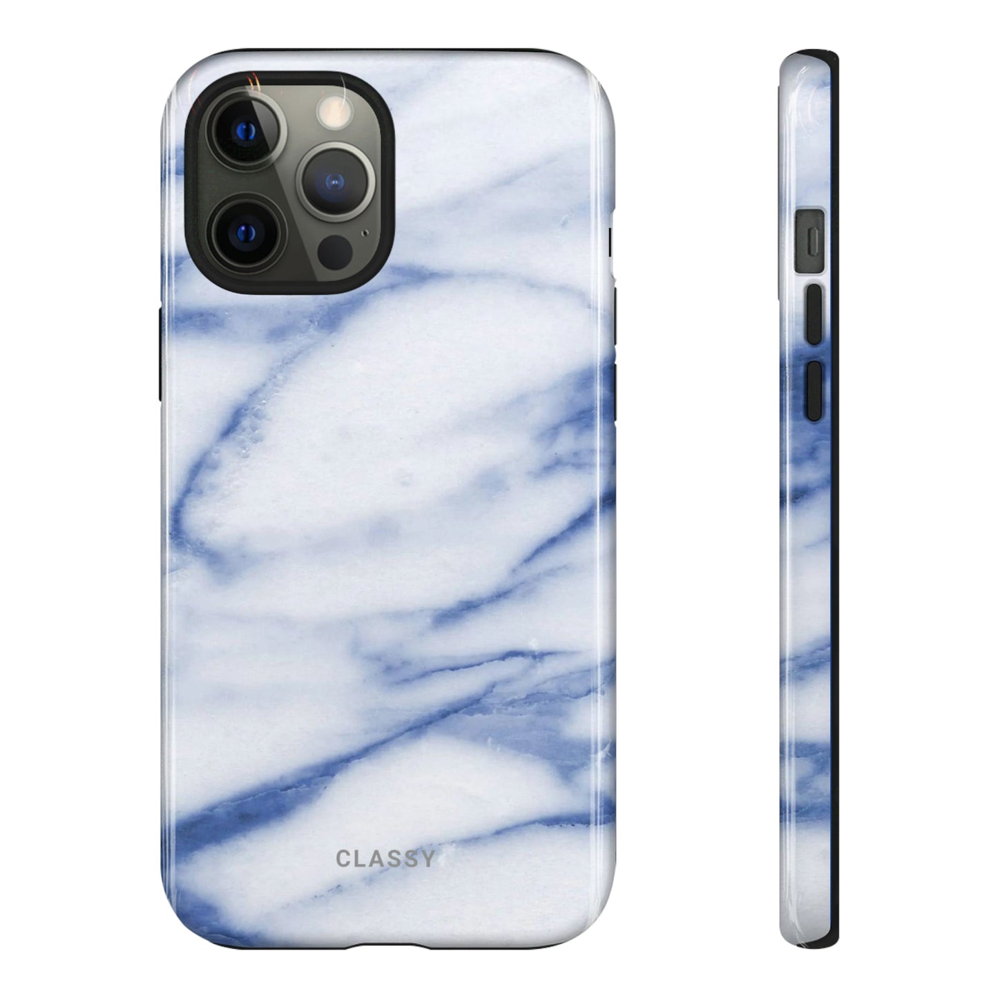 White and Blue Marble Tough Case - Classy Cases - Phone Case - iPhone 15 - Glossy -