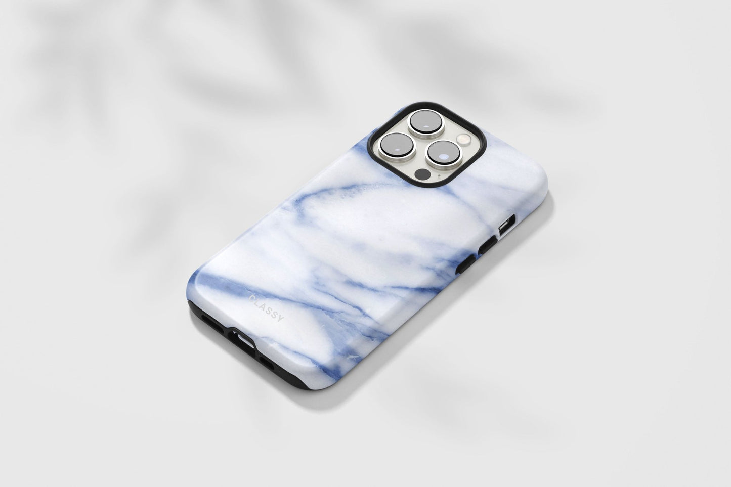 White and Blue Marble Tough Case - Classy Cases - Phone Case - iPhone 15 - Glossy -
