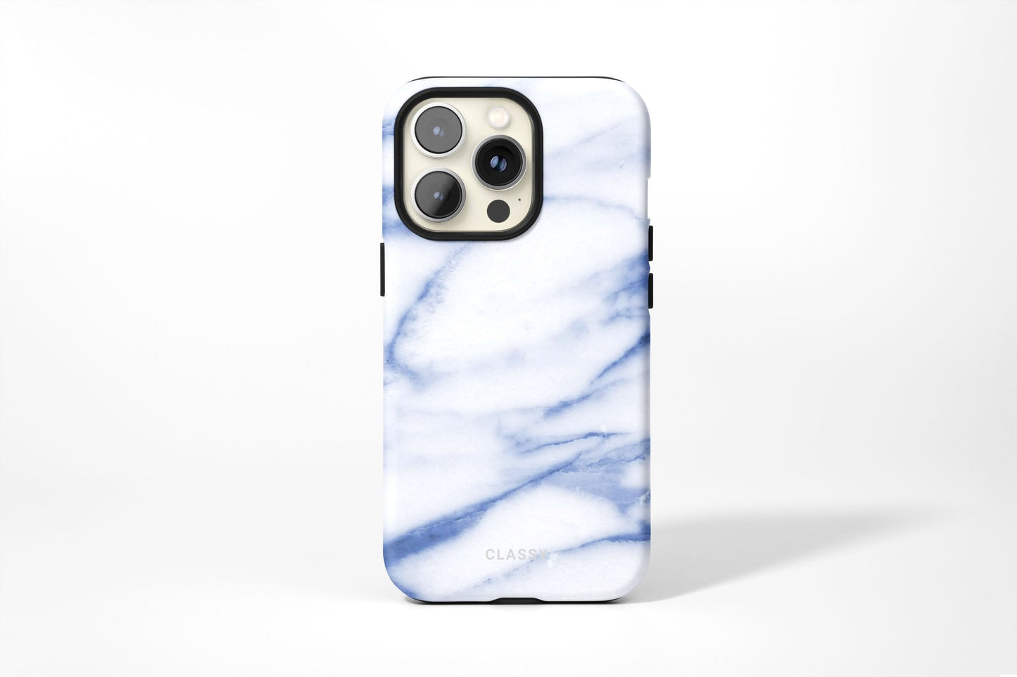 White and Blue Marble Tough Case - Classy Cases - Phone Case - iPhone 15 - Glossy -