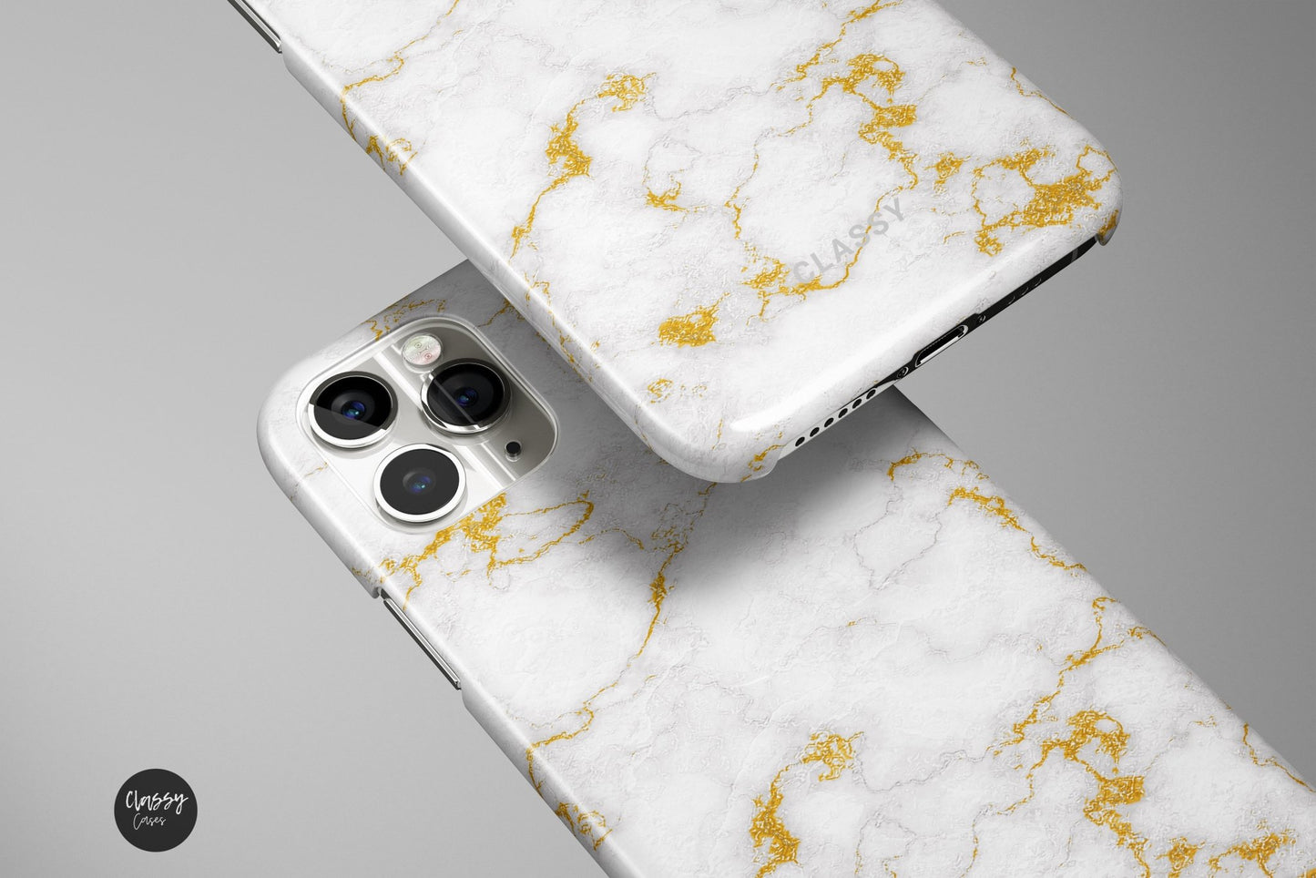 White and Gold Marble Snap Case - Classy Cases