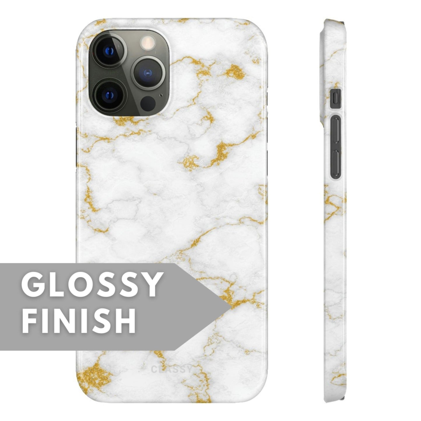 White and Gold Marble Snap Case - Classy Cases