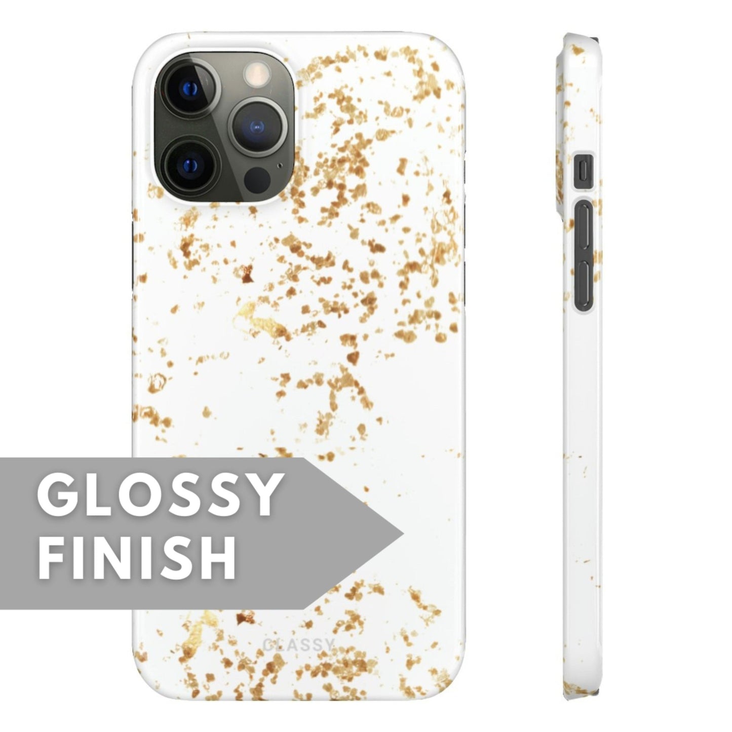White and Gold Sprinkles Snap Case - Classy Cases - Phone Case - iPhone 12 Pro Max - Glossy -