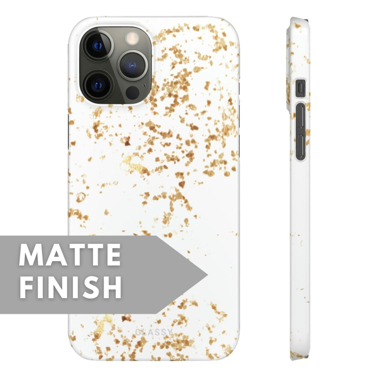 White and Gold Sprinkles Snap Case - Classy Cases - Phone Case - iPhone 12 Pro Max - Glossy -