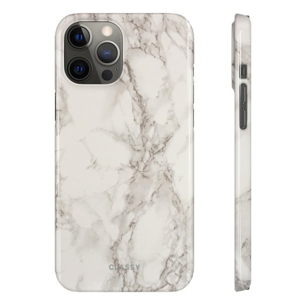 White and Gray Marble Snap Case - Classy Cases - Phone Case - iPhone 12 Pro Max - Glossy -