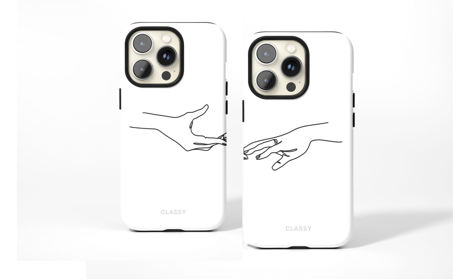 White Couple Hand Tough Case - Classy Cases - Phone Case - iPhone 12 Pro Max - Glossy -