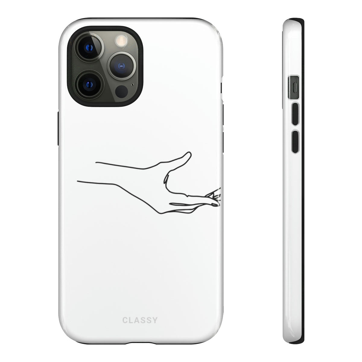 White Couple Hand Tough Case - Classy Cases - Phone Case - iPhone 12 Pro Max - Glossy -