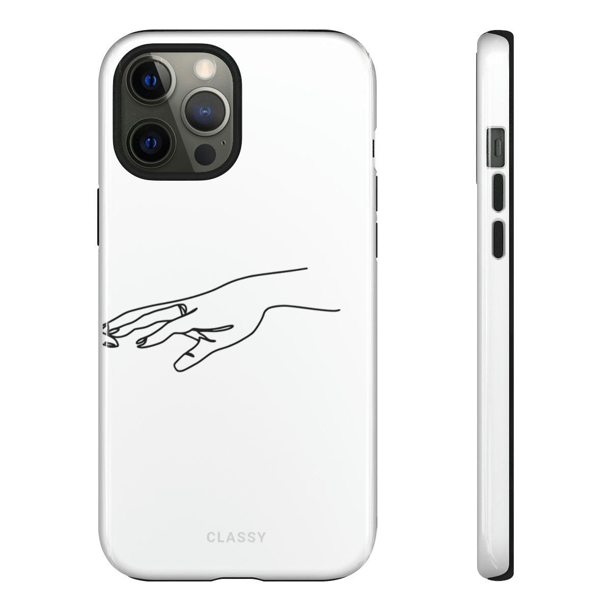White Couple Hand Tough Case - Classy Cases - Phone Case - iPhone 12 Pro Max - Glossy -