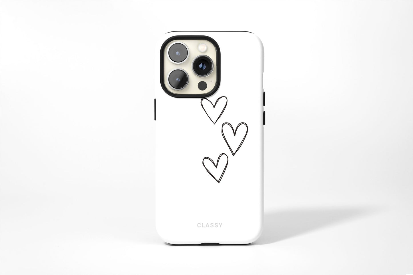 White Couple Heart Tough Case - Classy Cases - Phone Case - iPhone 12 Pro Max - Glossy -