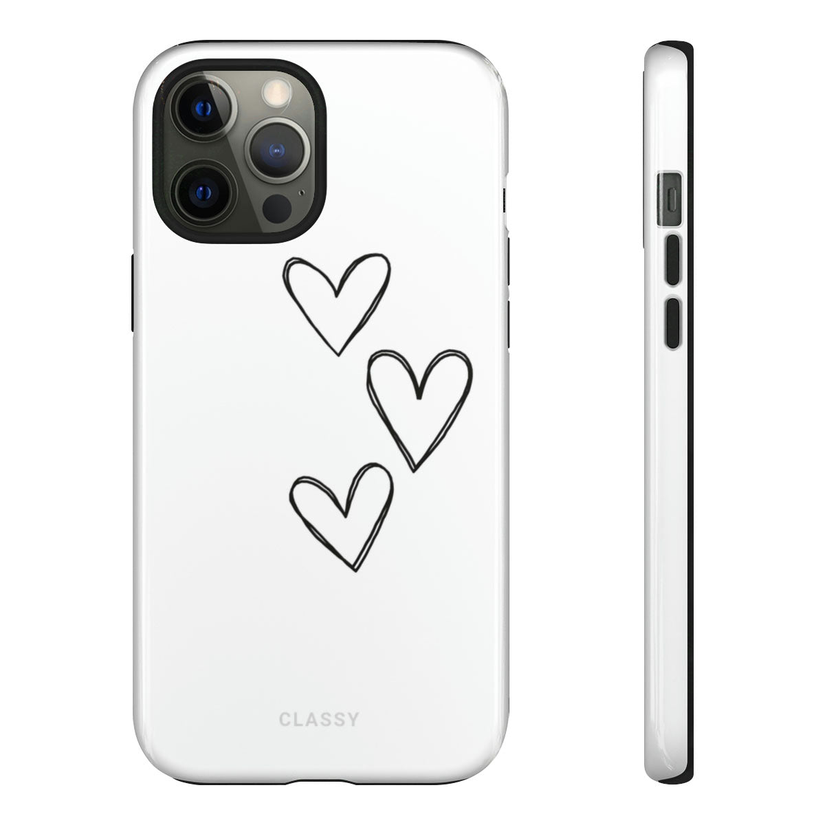 White Couple Heart Tough Case - Classy Cases - Phone Case - iPhone 12 Pro Max - Glossy -