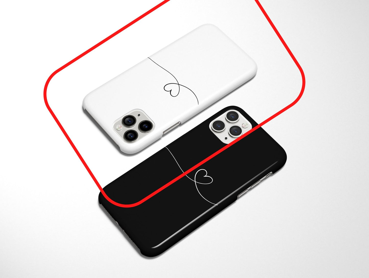 White Couple Snap Case | Line Heart - Classy Cases - Phone Case - iPhone 12 Pro Max - Glossy -