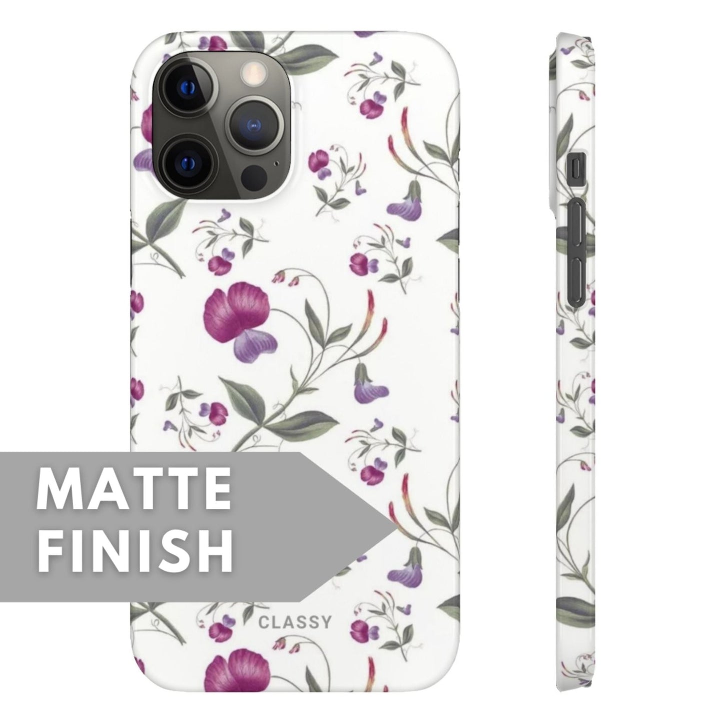 White Flower Snap Case - Classy Cases - Phone Case - iPhone 12 Pro Max - Glossy -